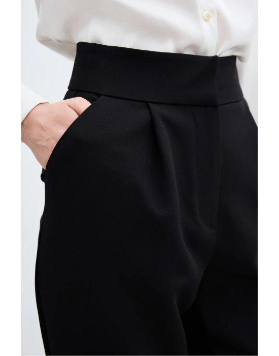 Yüksek Bel Klasik Pantolon - Siyah