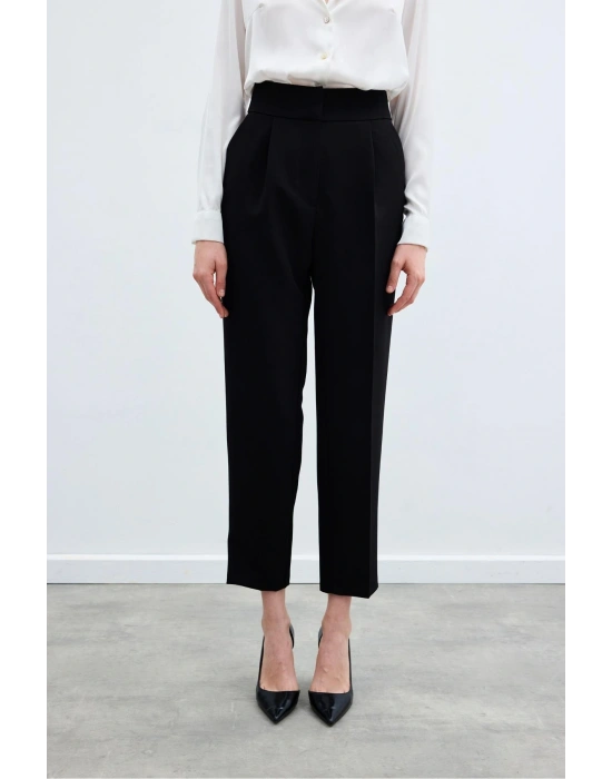 Yüksek Bel Klasik Pantolon - Siyah