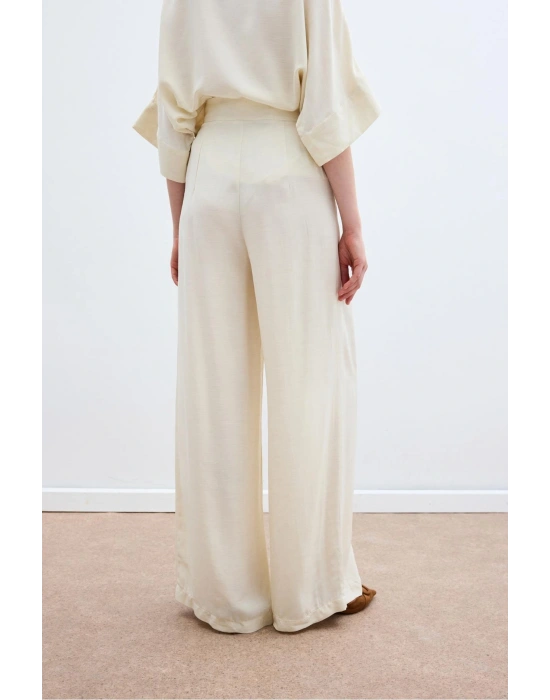 Keten Karışımlı Pantolon - Taş