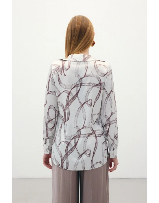 Desenli Klasik Gömlek - Kahve