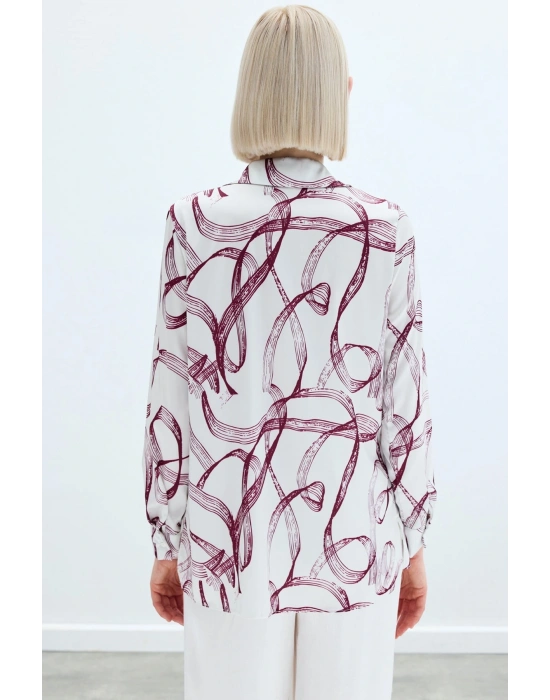 Desenli Klasik Gömlek - Bordo