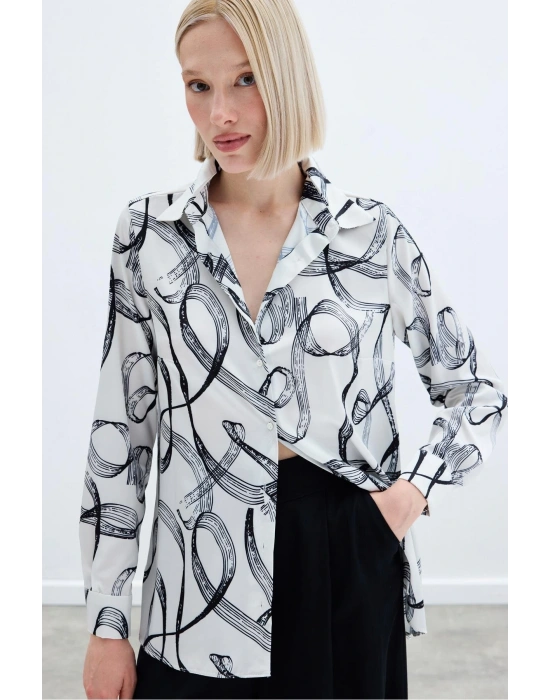 Desenli Klasik Gömlek - Siyah