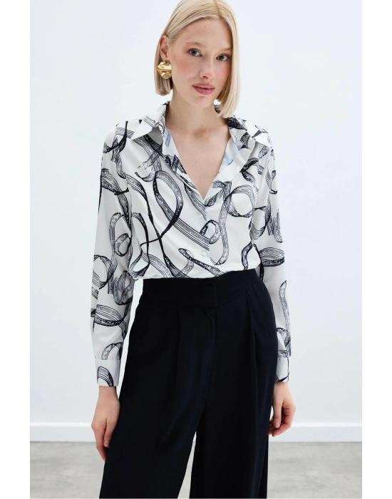 Desenli Klasik Gömlek - Siyah