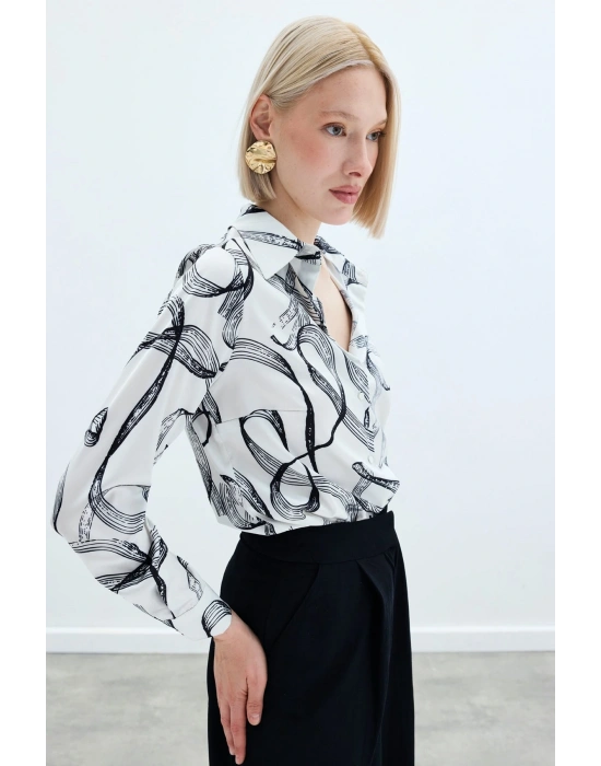 Desenli Klasik Gömlek - Siyah