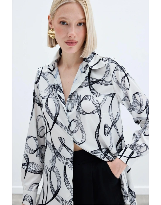 Desenli Klasik Gömlek - Siyah