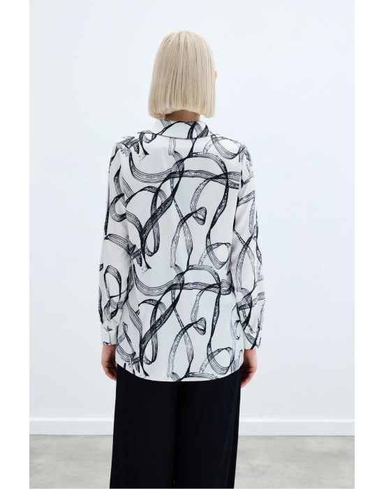 Desenli Klasik Gömlek - Siyah