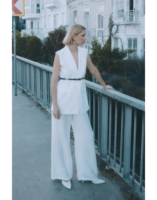 Salaş Keten Pantolon - Ekru