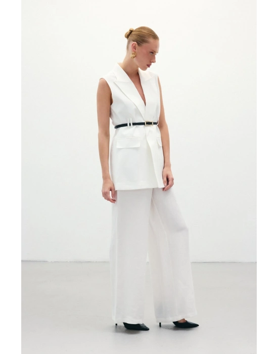 Salaş Keten Pantolon - Ekru