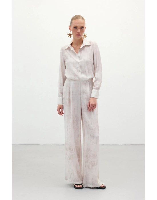 Desenli Salaş Pantolon - Taş