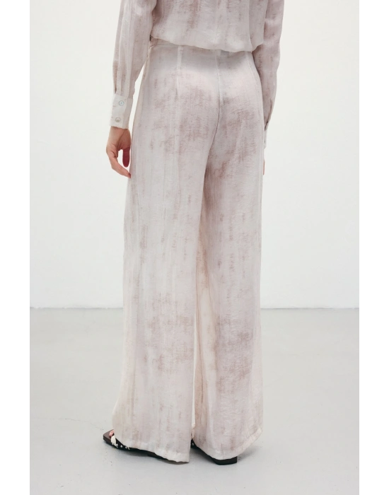 Desenli Salaş Pantolon - Taş