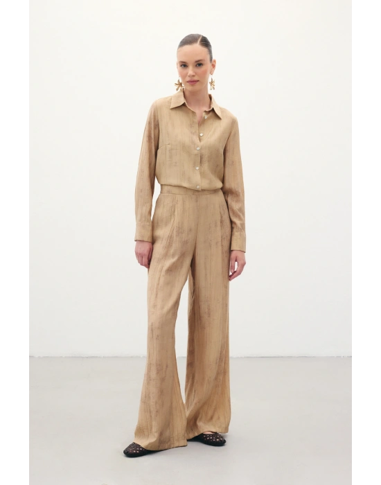 Desenli Salaş Pantolon - Camel