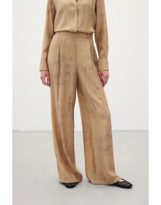 Desenli Salaş Pantolon - Camel