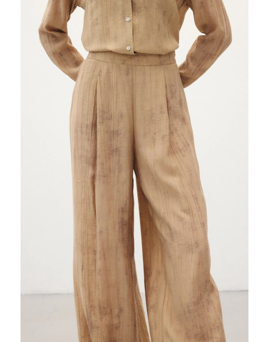 Desenli Salaş Pantolon - Camel