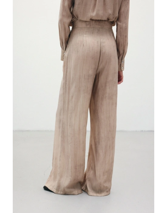 Desenli Salaş Pantolon - Bej