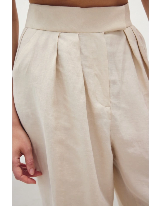 Salaş Keten Pantolon - Taş