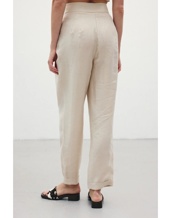 Salaş Keten Pantolon - Taş