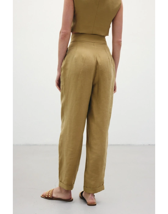 Salaş Keten Pantolon - Haki