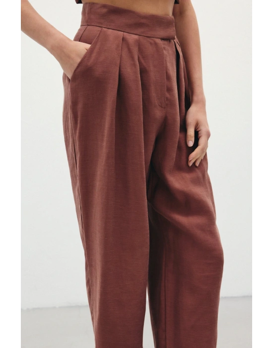 Salaş Keten Pantolon - Kahve