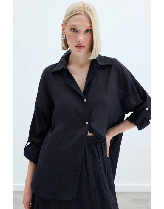 Kol Detaylı Salaş Gömlek - Antrasit