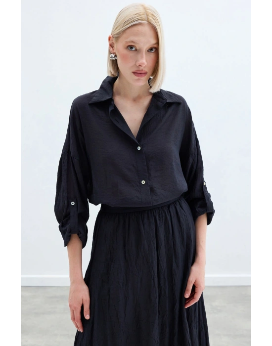 Kol Detaylı Salaş Gömlek - Antrasit