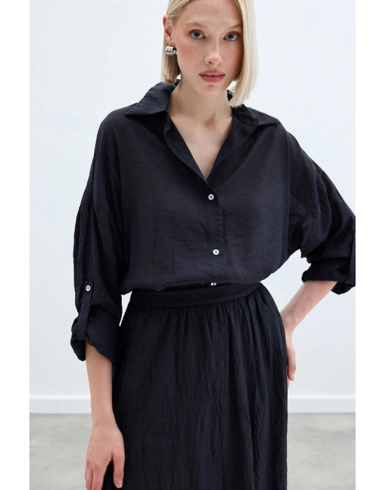 Kol Detaylı Salaş Gömlek - Antrasit