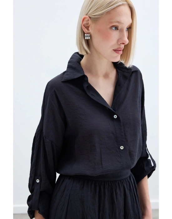 Kol Detaylı Salaş Gömlek - Antrasit