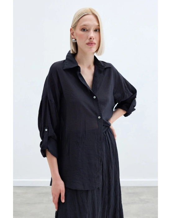 Kol Detaylı Salaş Gömlek - Antrasit