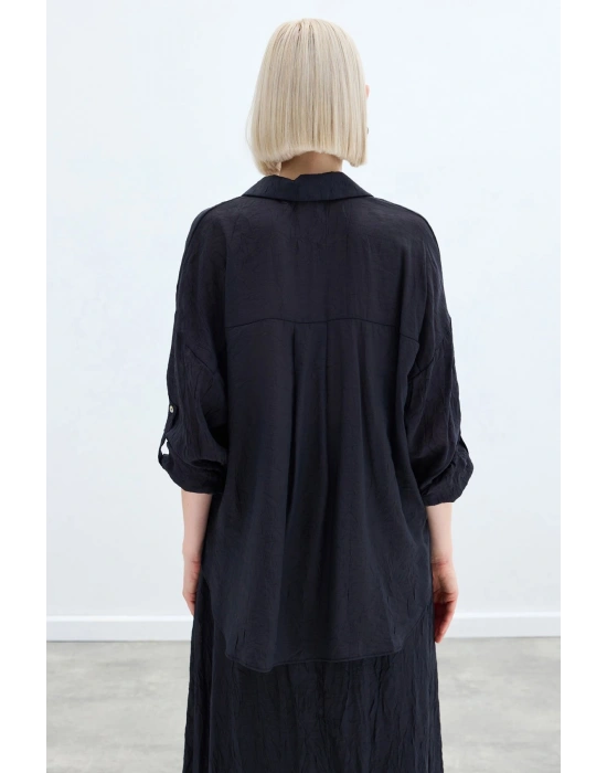 Kol Detaylı Salaş Gömlek - Antrasit