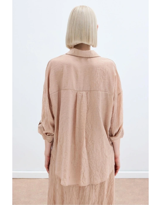 Kol Detaylı Salaş Gömlek - Pudra