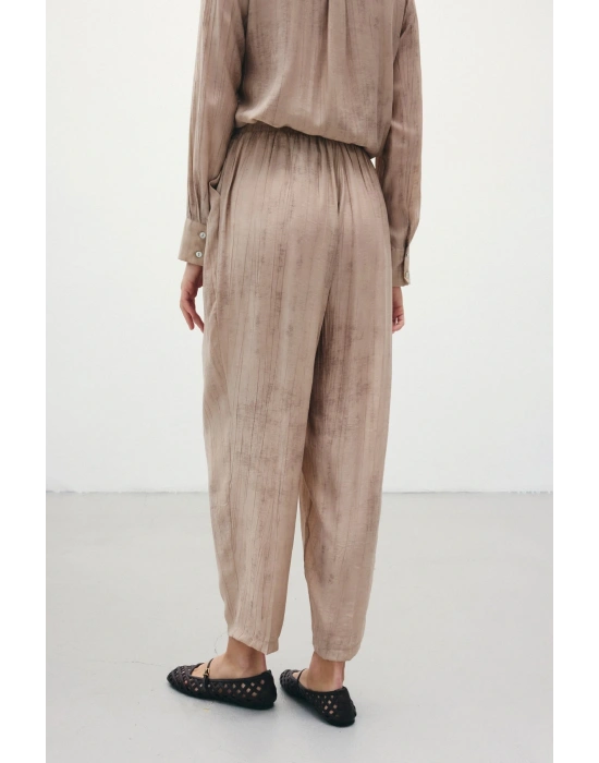 Batık Desenli Pantolon - Bej