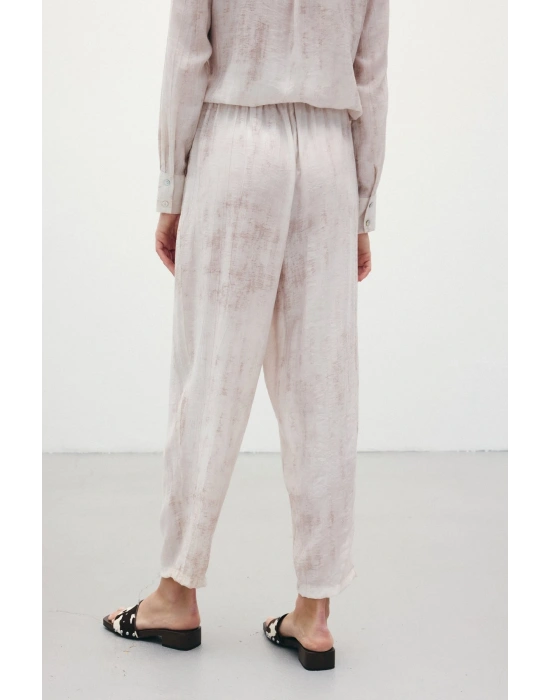 Batık Desenli Pantolon - Taş