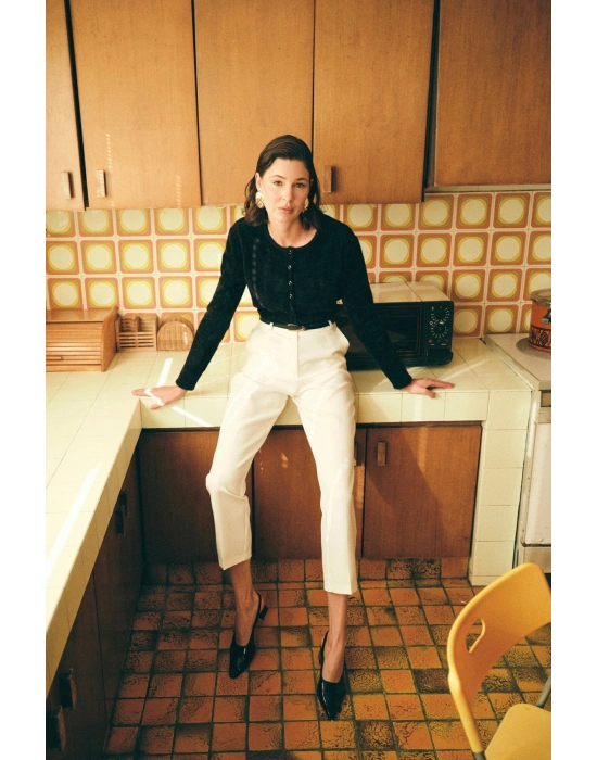 Kemerli Pantolon - Ekru