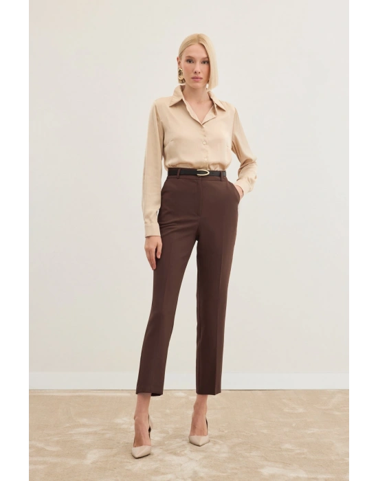 Kemerli Pantolon - Kahve