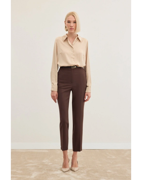 Kemerli Pantolon - Kahve