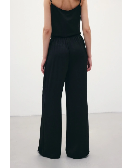 Bağcıklı Salaş Pantolon - Siyah