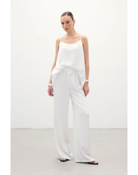 Bağcıklı Salaş Pantolon - Ekru