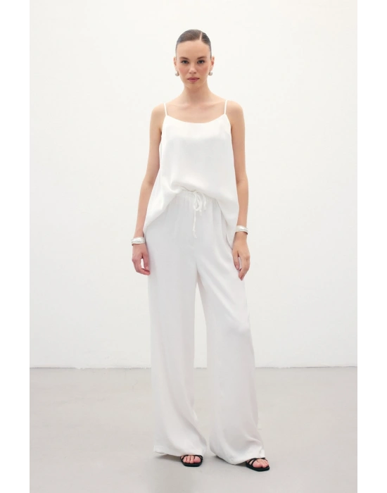 Bağcıklı Salaş Pantolon - Ekru