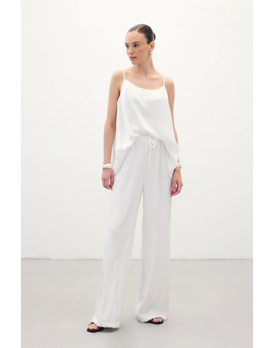 Bağcıklı Salaş Pantolon - Ekru