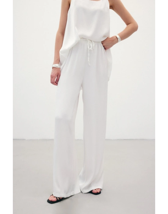 Bağcıklı Salaş Pantolon - Ekru