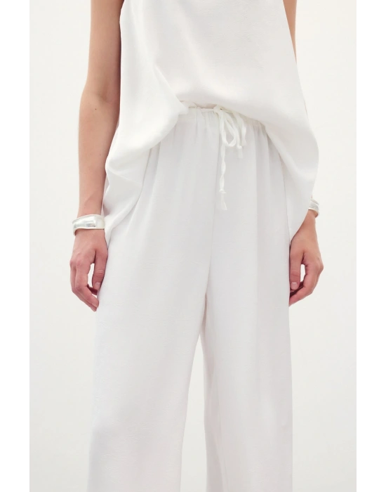 Bağcıklı Salaş Pantolon - Ekru
