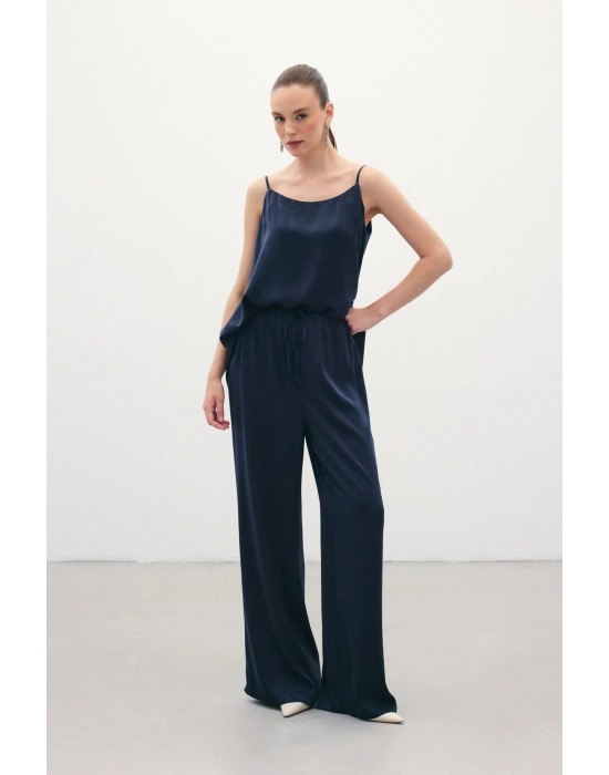 Bağcıklı Salaş Pantolon - Lacivert
