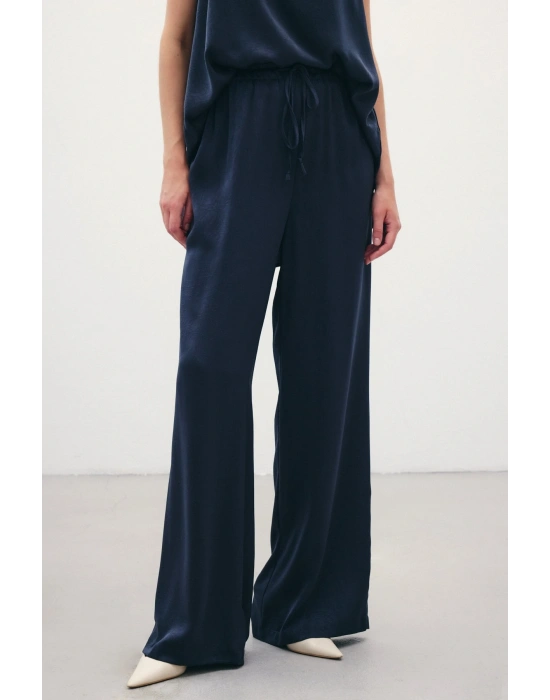 Bağcıklı Salaş Pantolon - Lacivert