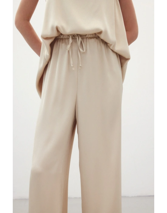Bağcıklı Salaş Pantolon - Bej