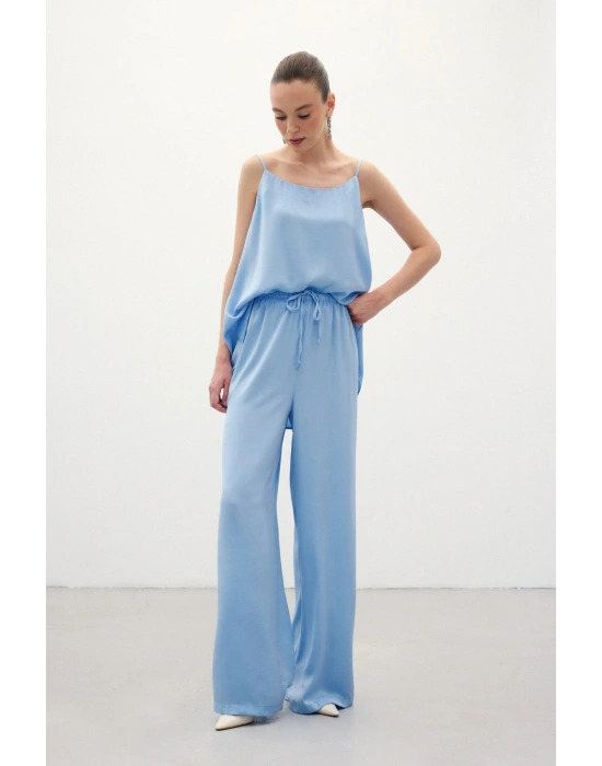 Bağcıklı Salaş Pantolon - Mavi