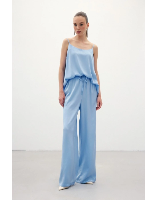 Bağcıklı Salaş Pantolon - Mavi