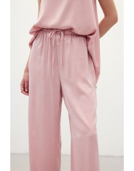 Bağcıklı Salaş Pantolon - Pudra