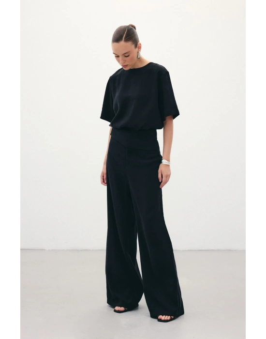 Kemer Detaylı Modal Pantolon - Siyah
