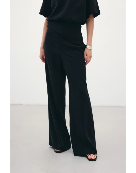 Kemer Detaylı Modal Pantolon - Siyah