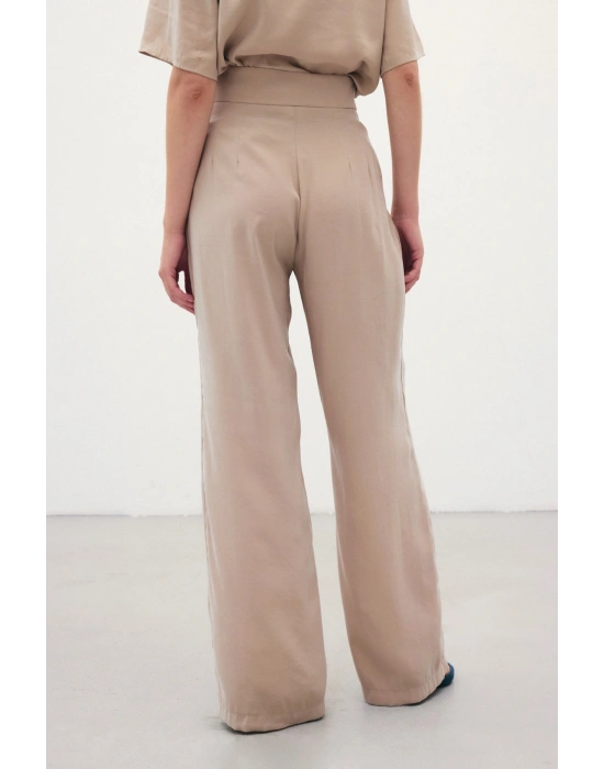 Kemer Detaylı Modal Pantolon - Taş