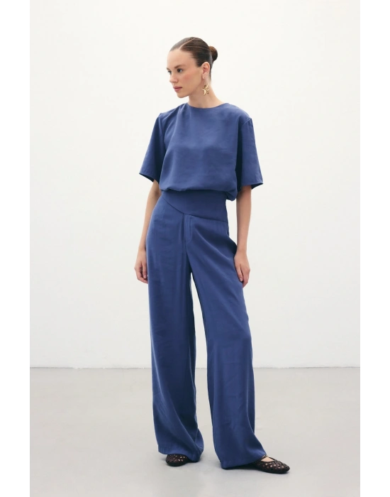 Kemer Detaylı Modal Pantolon - İndigo